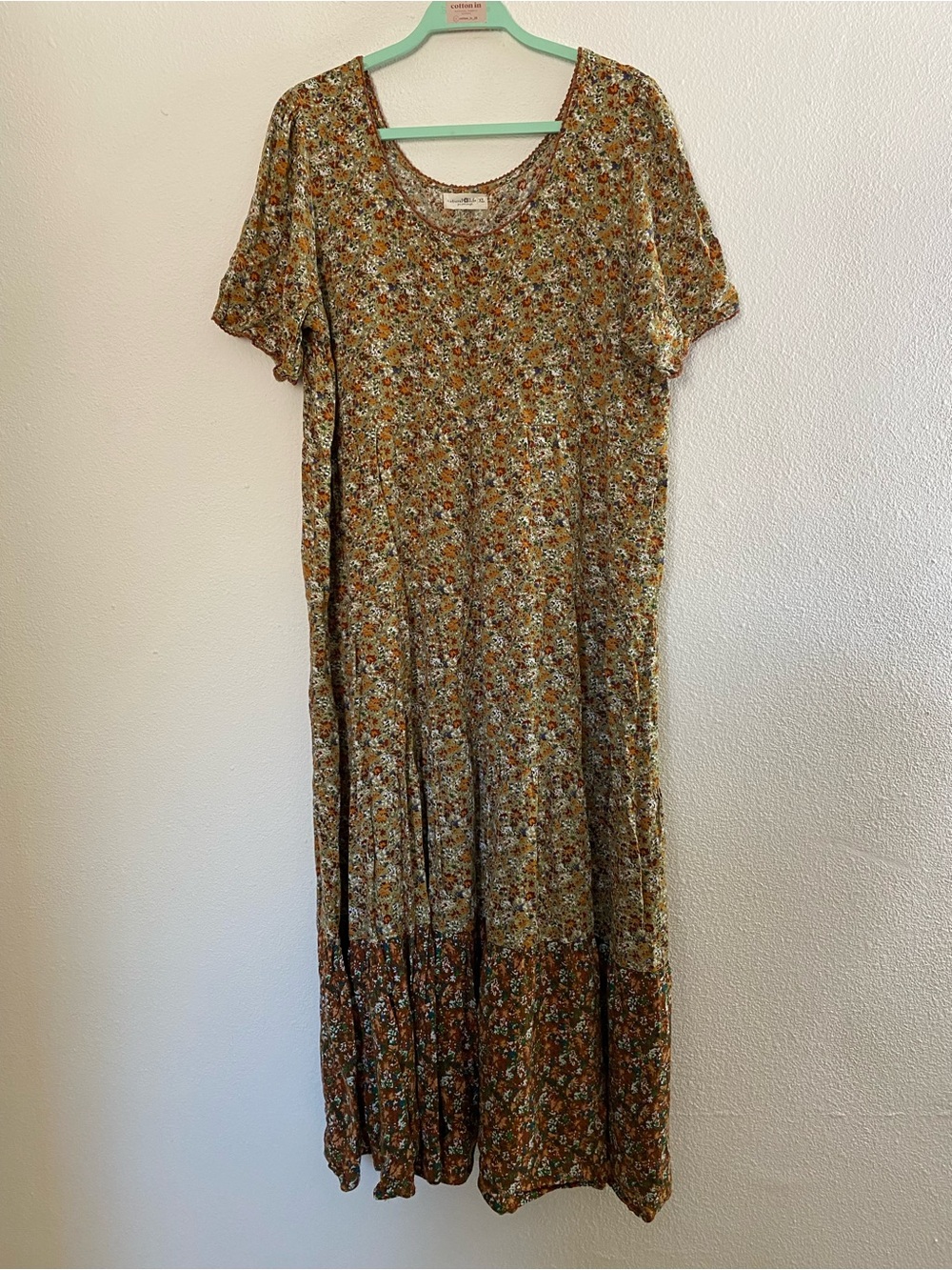 Floral Tiered Midi Dress in Mustard